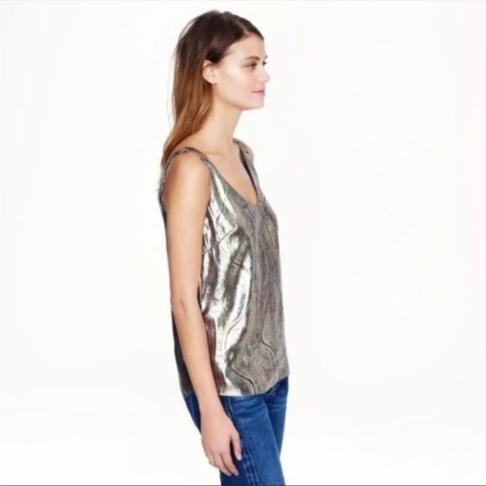 J. Crew Cate Camisole Guilded Paisley Lame Silk Tank NWT